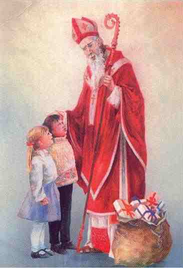 Św. Mikołaj z dziećmi - ilustracja towarzysząca poprzednim edycjom akcji mikołajkowej